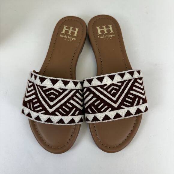 Haute Hippie Style Embro Slide Sandal Geometric Southwest Aztec Flat Shoe Size 7 - Picture 3 of 9
